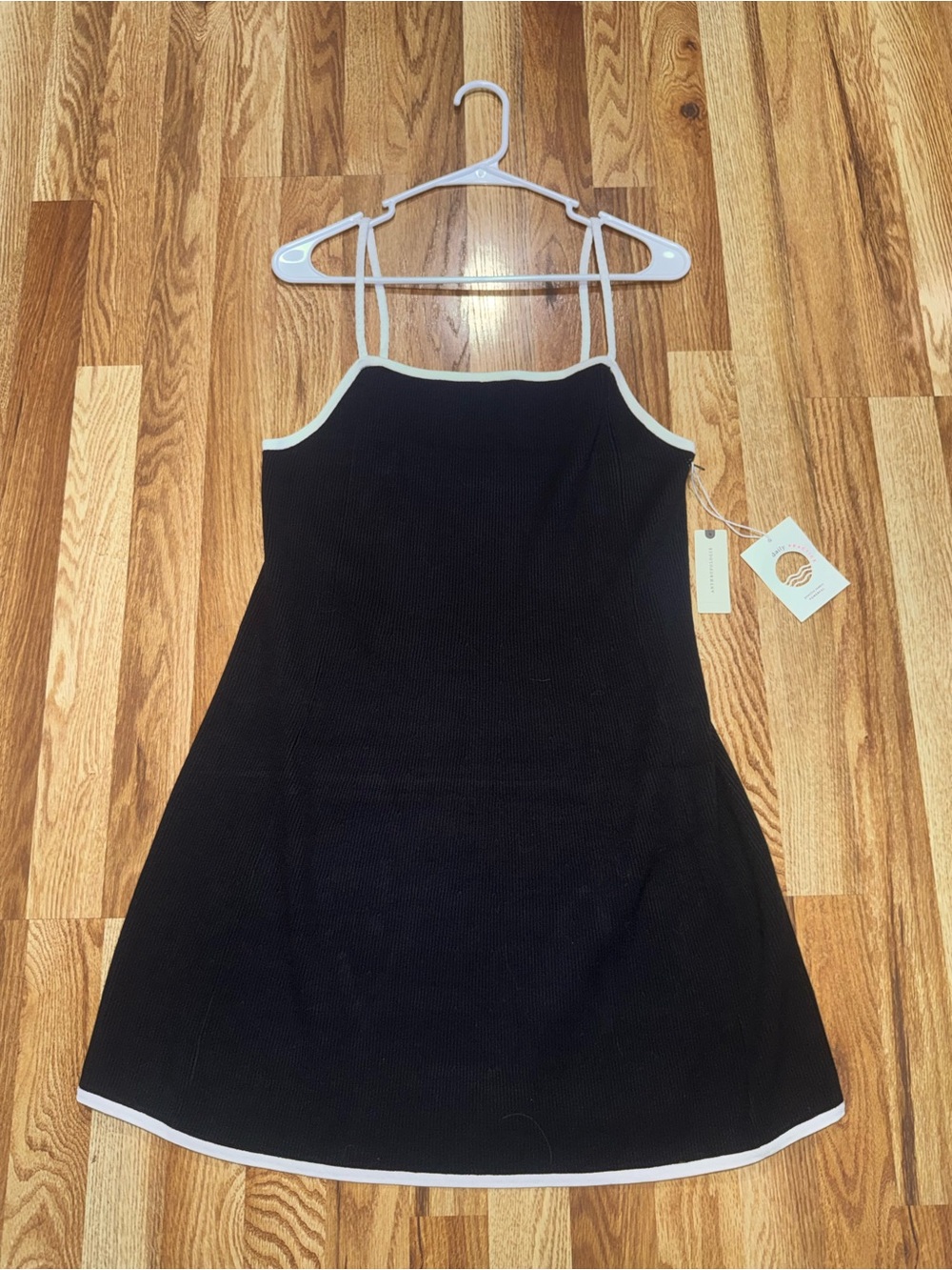 Anthropologie Daily Practice Black White Trim Square Neck Mini Dress XL